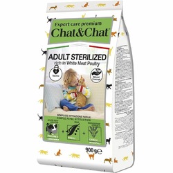 Chat&Chat Expert Premium Sterilised сухой корм для стерилизованных кошек, с белым мясом птицы - 900 г