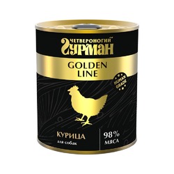 Четвероногий Гурман Golden line влажный корм для собак, с курицей, кусочки в желе, в консервах - 340 г