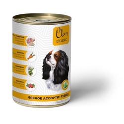 Clan Classic влажный корм для взрослых собак паштет Мясное ассорти с рубцом, в консервах - 340 г х 9 шт