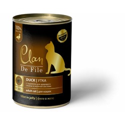 Clan De File полнорационный влажный корм для кошек, с уткой, кусочки в желе, в консервах - 340 г