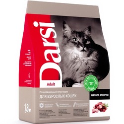 Darsi Adult полнорационный сухой корм для кошек, мясное ассорти - 1,8 кг