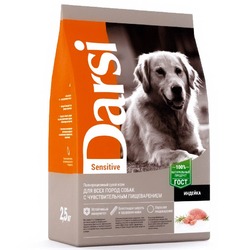 Darsi Sensitive полнорационный сухой корм для собак с чувствительным пищеварением, с индейкой - 2,5 кг