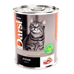 Darsi Sensitive полнорационный влажный корм для кошек с чувствительным пищеварением, паштет с ягненком, в консервах - 340 г