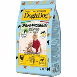 Dog&Dog Expert Premium Great-Progress Puppy сухой сухой корм для щенков, с курицей - 3 кг