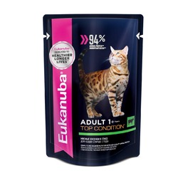 Eukanuba Adult Top Condition полнорационный влажный корм для кошек, с говядиной, кусочки в соусе, в паучах - 85 г