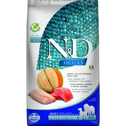 Farmina N&D Ocean Dog Salmon, Codfish & Cantaloupe Melon Adult Medium & Maxi сухой беззерновой корм для взрослых собак средних и крупных пород с лососем, треской и дыней - 2,5 кг