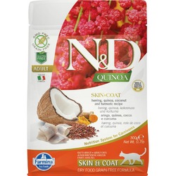 Farmina N&d Cat Grain Free Quinoa Skin & Coat Herring сухой корм для кошек беззерновой для ухода за кожей и шерстью с сельдью - 300 г