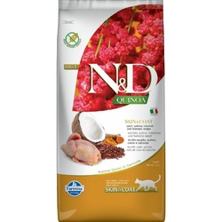 Farmina N&D GF Quinoa Skin&Coat Quail сухой беззерновой корм для кошек для ухода за кожей и шерстью с перепелкой - 5 кг