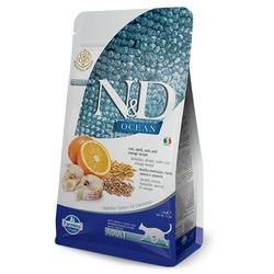 Farmina N&D Ocean низкозерновой сухой корм для взрослых кошек с треской, овсом, спельтой и апельсином - 1,5 кг