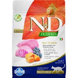 Farmina N&D Pumkin Lamb & Blueberry Neutered сухой корм для стерилизованных кошек с тыквой, ягненком и черникой - 300 г