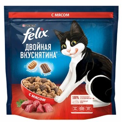 Felix Двойная вкуснятина полнорационный сухой корм для кошек, с мясом - 1,3 кг