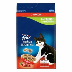 Felix Двойная вкуснятина полнорационный сухой корм для кошек, с мясом