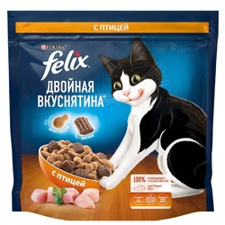 Felix Двойная вкуснятина полнорационный сухой корм для кошек, с птицей - 1,3 кг