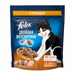 Felix Двойная вкуснятина полнорационный сухой корм для кошек, с птицей - 200 г