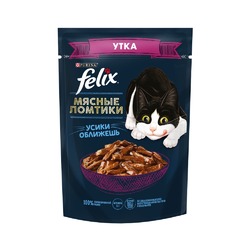 Felix Мясные ломтики влажный корм для кошек, с уткой, в соусе, в паучах - 75 г