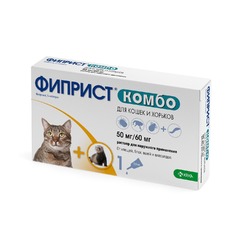 Фиприст Комбо KRKA капли для кошек и хорьков от блох, вшей, клещей и власоедов - 1 пипетка