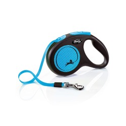 Flexi Neon New рулетка до 25 кг, лента 5 м, светоотражающая, голубой неон