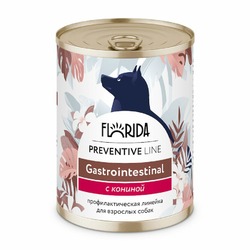 Florida Preventive Line Gastrointestinal полнорационный влажный корм для собак, поддержание здоровья пищеварительной системы, с кониной, кусочки в желе, в консервах - 340 г