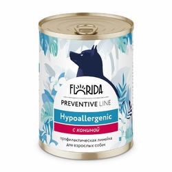Florida Preventive Line Hypoallergenic полнорационный влажный корм для собак, гипоаллергенный, с кониной, кусочки в желе, в консервах - 340 г