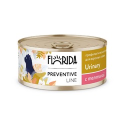 Florida Preventive Line Urinary полнорационный влажный корм для кошек, профилактика образования мочевых камней, фарш из телятины, в консервах - 100 г
