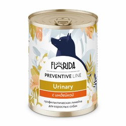 Florida Preventive Line Urinary полнорационный влажный корм для собак, профилактика образования мочевых камней, с индейкой, кусочки в желе, в консервах - 340 г