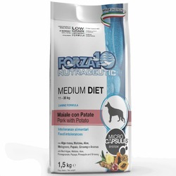Forza10 Medium Diet Low Grain полнорационный диетический корм для взрослых собак средних пород из свинины, картофеля и риса с микрокапсулами - 12 кг
