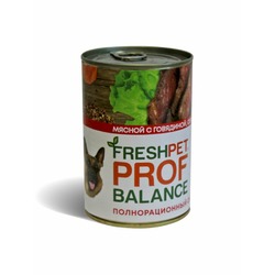Freshpet Prof Balance полнорационный влажный корм для собак, фарш из говядины, сердца и гречки, в консервах - 410 г