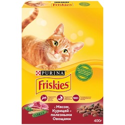 Friskies полнорационный сухой корм для кошек, с мясом, курицей и полезными овощами - 400 г