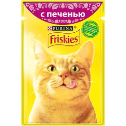 Friskies полнорационный влажный корм для кошек, с печенью, кусочки в подливе, в паучах - 85 г