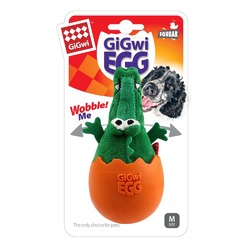 GiGwi EGG игрушка для собак Крокодил-неваляшка с пищалкой, 14 см
