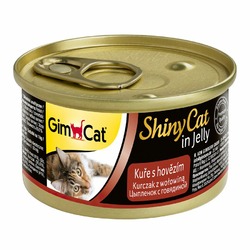 GimCat ShinyCat влажный корм для кошек, из цыпленка с говядиной, кусочки в желе, в консервах - 70 г