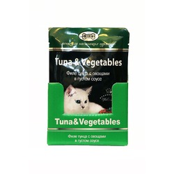 Gina влажный корм для кошек, с тунцом и овощами, кусочки в соусе, в паучах - 85 г