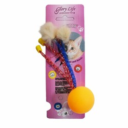 Glory Life игрушка дразнилка для кошек Нарисуй для Кота трубочки пластик и норка мех разноцветный