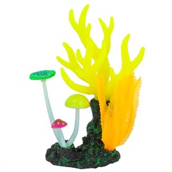 Gloxy флуоресцентная аквариумная декорация морские кораллы, желтые 14х6,5х21 см
