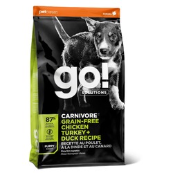 GO! Carnivore GF Chicken,Turkey + Duck Puppy сухой корм для щенков, беззерновой, 4 вида мяса: индейка, курица, лосось, утка - 1,59 кг