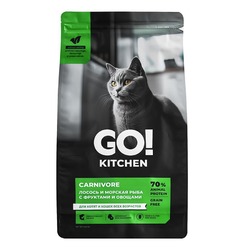 Go Kitchen сухой корм для котят и кошек всех возрастов, беззерновой, с лососем и морской рыбой - 3,63 кг