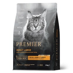 Premier Cat Adult Large сухой корм для взрослых кошек крупного размера, с ЯГНЕНКОМ и ИНДЕЙКОЙ - 8 кг