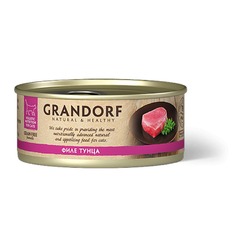 Grandorf Tuna In Broth влажный корм для кошек, с ФИЛЕ ТУНЦА, кусочки в бульоне, в консервах - 70 г