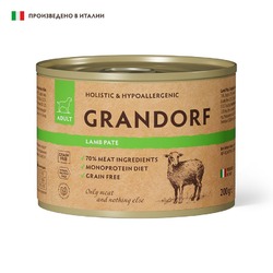 Grandorf влажный корм для собак, паштет, c ЯГНЕНКОМ, в консервах - 200 г