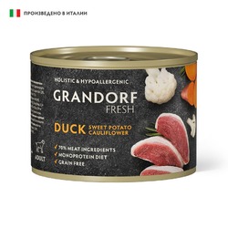 Grandorf Fresh влажный корм для собак, паштет, с УТКОЙ, бататом и цветной капустой, в консервах - 200 г