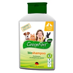 GreenFort NEO БиоШампунь для кошек кроликов и собак от клещей, блох, вшей, власоедов, комаров, слепней 380 мл