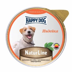 Happy Dog Natur Line полнорационный влажный корм для собак и щенков, паштет с индейкой, в ламистерах - 125 г