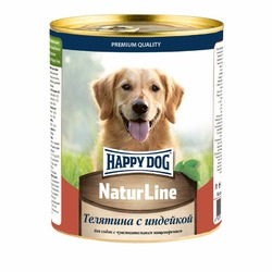 Happy Dog Natur Line полнорационный влажный корм для собак, фарш из телятины и индейки, в консервах - 970 г