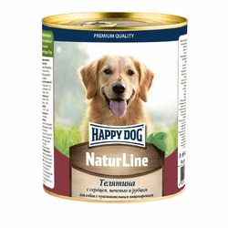 Happy Dog Natur Line консервы для взрослых собак с чувствительным пищеварением с телятиной, сердцем, печенью и рубцом - 970 гр х 12 шт
