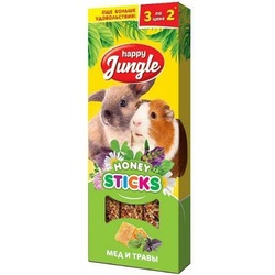 Happy Jungle лакомство для крупных грызунов, мед и травы, 3 палочки - 90 г