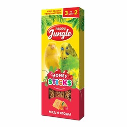 Happy Jungle лакомство для птиц, мед и ягоды, 3 палочки - 90 г