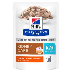 Hills Prescription Diet k/d Early Stage для кошек, лечение заболеваний почек, с курицей, в паучах - 85 г