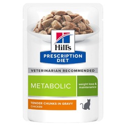 Hills Prescription Diet Metabolic для кошек, для коррекции веса, с курицей, в паучах - 85 г