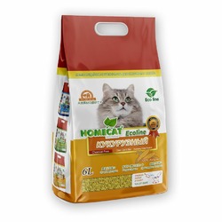 Наполнитель для кошачьего туалета Homecat Эколайн Кукурузный комкующийся  - 6 л (2.8 кг)