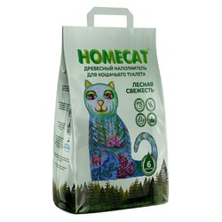 Homecat Эконом для кошачьих туалетов, древесный наполнитель, мелкие гранулы 1х6, 1,88 кг, 6 л